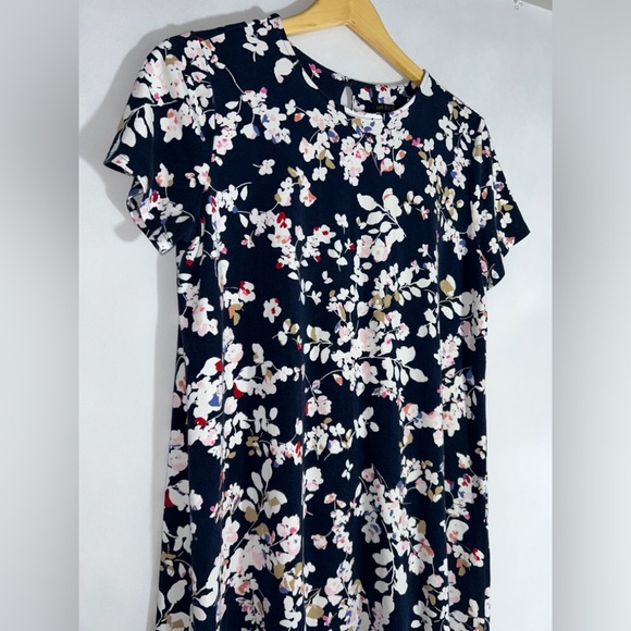 J. Jill Wearever Collection Navy Floral Midi Soft T-Shirt Women’s‎ Dress Medium - Picture 2 of 14